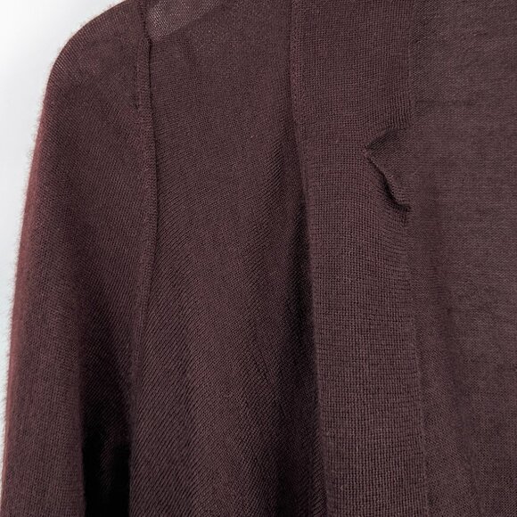 Jil Sander Brown Eggplant Purple Draped Back Cashmere Silk Open Cardigan Sweater - Picture 4 of 6